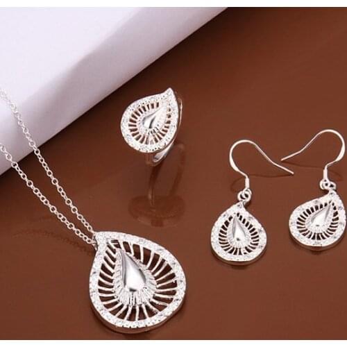 S496 925 sterling silver jewelry set, fashion jewelry set necklace ring earring /attajlaa gjxapbea