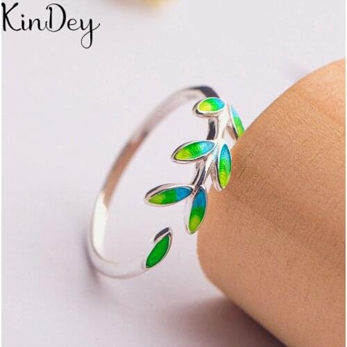 Korean Silver Color Leaf Rings For Women Engagement Jewelry Girls Open Antique Finger Rings
