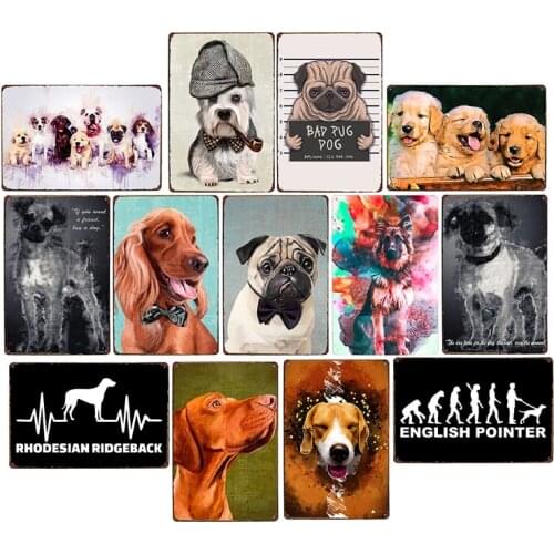 Best Dad Dog Ever Metal Signs Plaque Bad Pug Beagle Dachshund Cartoons Poster Vintage Plates Wall Decoracion Home Decor 20x30 CM