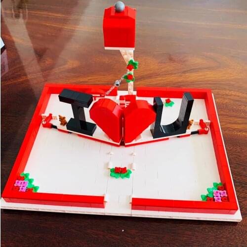 Mould King Love 520 The Romantic Story Book Models Building Blocks Bricks Pop-Up Heart and Ring Box Valentines day Lover Gift