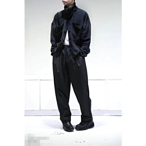 Mens new solid color loose fashion lace up wide leg pants pants, skirts and pants, high street dark Yamamoto performance