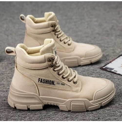 Mens High-top Martin Boots British Construction Site Tooling Boots Snow Boots Motorcycle Leather Short Boots Trendy Shoes