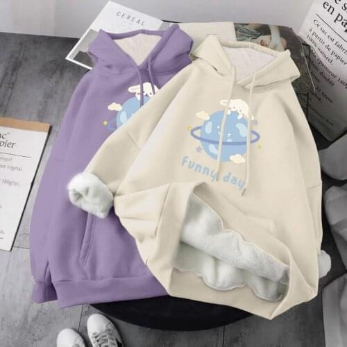 New Korean Harajuku Casual Retro Hoodie Oversized Printed Sweatshirt Hoodie Pullover College Style Loose Womens Top