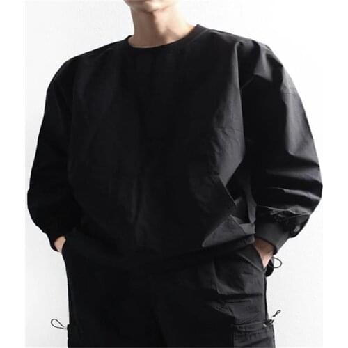 Men spring and autumn new fashion trend loose rope pullover round collar leisure large long-sleeve T-shirt