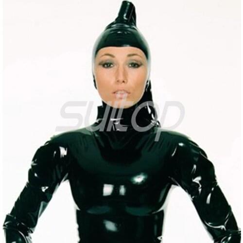 Suitop New latex Hoods rubber mask for ault in trasparent latex including hairs