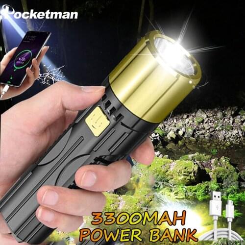 Portable LED Flashlight Waterproof Tactical USB Rechargeable Camping Lantern Zoomable Focus Torch Light Lamp Night Lights