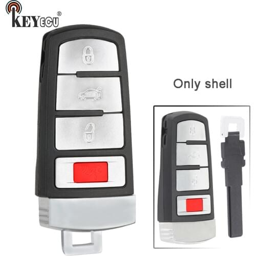 KEYECU for VW for Volkswagen Passat & CC 2006-2015 Magotan Replacement Keyless Entry 3+1 4 Button Remote Key Shell Case Fob