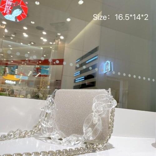 Luxury bright diamond handbag Acrylic shoulder strap new fashion womens designer texture western style chain messenger bag
