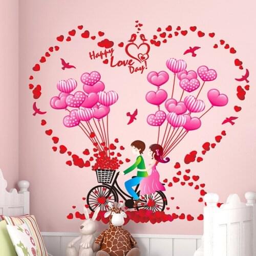 Removable Romantic Balloons Lover Wall Stickers Happy Love Boy And Girl Quotes Sweet Wedding Room Decoration Home Decor Mural