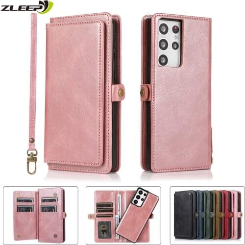 Detachable Case For Samsung Galaxy S21 S20 FE S10 E S9 S8 Note 20 10 9 8 Ultra Plus Lite A91 A81 Flip Wallet Card Leather Cover