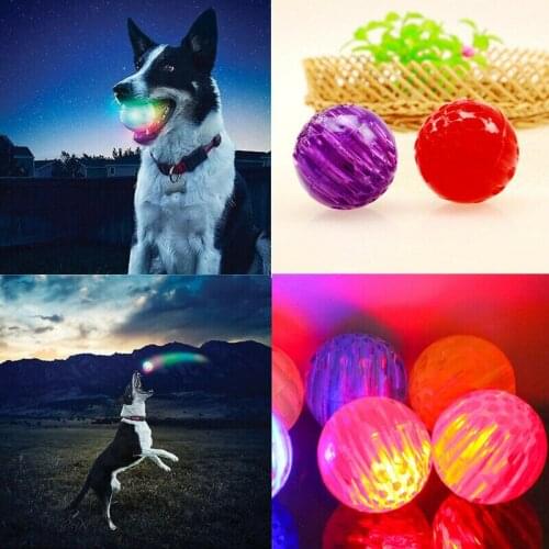 Flash LED Dog Balls Round Bite-resistant Elastic Random Color Durable 1Pcs Dog Luminous Ball Interactive Dog Toys