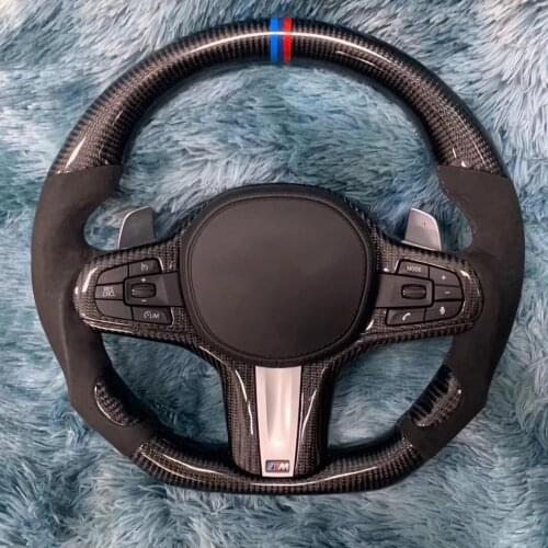 Supercar Cuatomized Real Carbon Fiber Sports Steering Wheel Alcantara Leather compatible for BMW X1 2015-2021 Mercedes-Benz