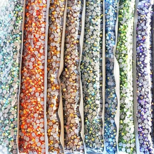 Wholesale big package Exquisite Shimmer CZ AB hard hot fix crystal flat back rhinestone strass glitters stone for DIY 3D garment