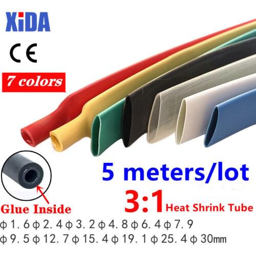3M/lots 3:1 Heat Shrink Tube with Glue Dual Wall Tubing Diameter 1.6/2.4/3.2/4.8/6.4/7.9/9.5/12.7mm Adhesive Lined Sleeve Wrap