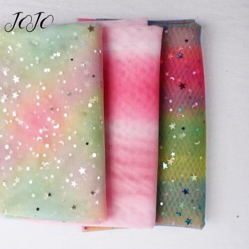 JOJO BOWS 1*1.5m Sequin Fabric Rainbow Gradient Sheet For Clothing Home Textile Wedding Party Decoration Apparel Sewing Sheets