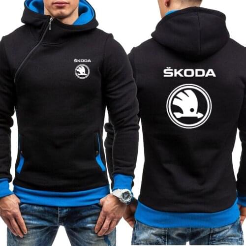 New Hoodies Men for Skoda Car Logo Print Casual Hip Hop Harajuku Long Sleeve Fleece Warm Hooded Sweatshirts Mens zipper Jacket