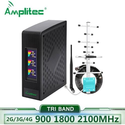 2G 3G 4G Tri-Band Signal Booster GSM 900+DCS/LTE 1800(Band 3)+UMTS/WCDMA 2100(Band 1) Mobile Signal Repeater Cellular Amplifier