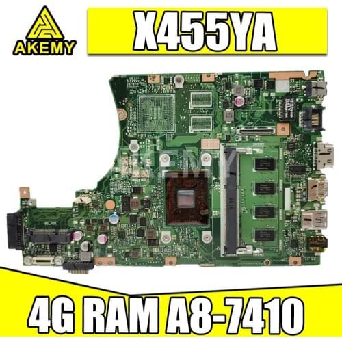 X455YI Laptop motherboard for ASUS X455YA X455Y X454Y A454Y K454Y R454Y original mainboard 4GB-RAM A8-7410 CPU