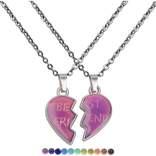 Mood Necklaces Peach Heart Love Pendant Necklace Temperature Control Color Change Necklace Stainless Steel Chain Jewellery Women