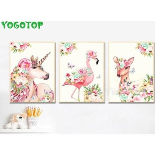 3 pcs diamond embroidery unicorn Flamingo deer full drill mosaic square daimond painting diamant picture Nursery decor ML1409
