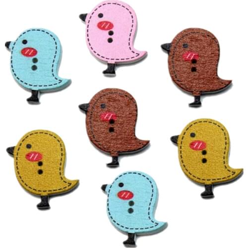 50Pcs 26x23mm 2 Holes Bird Wooden Buttons, for Sewing, Scrapbooking, Embelishments, Crafts 7NK28