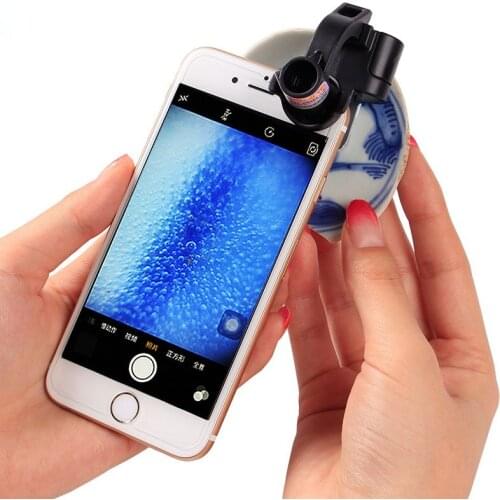 90X Pocket LED Lighted Identification Magnifier UV Light Loupe Clip Microscope for Smart Phone Magnifying Glass WIth LED Lights