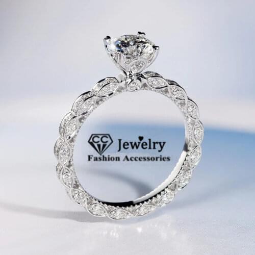 CC Vintage Jewelry Rings For Women S925 Silver Cubic Zirconia Bridal Wedding Engagement Ring White Gold Accessories Gift CC3186