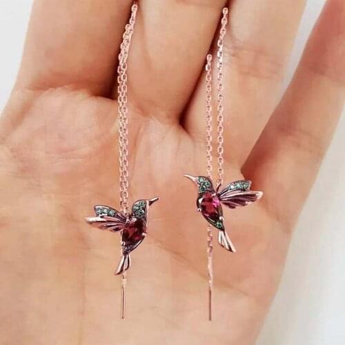 Long Tassel Bird Drop Earrings Silver Color Fashion Hanging Women Earrings Summer Jewelry Girls Party Gift
