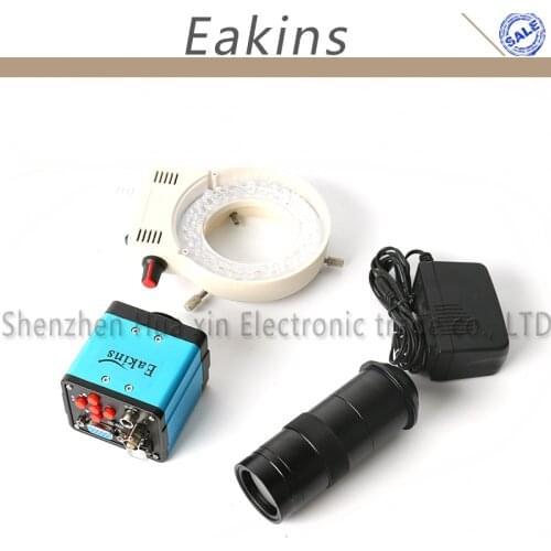 3 In 1 VGA USB BNC 2.0MP 1080P HD Electronic Digital Microscope Camera CCD Camera + Zoom 100X C-Mount Lens+56 LED Lights