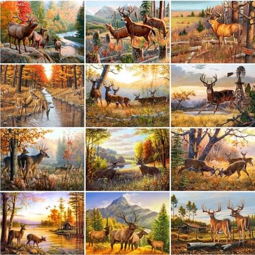 Evershine Diamond Painting Deer Animal Cross Stitch Kit 5D DIY Diamond Embroidery Autumn Full Square Round Drill Wall Decoration