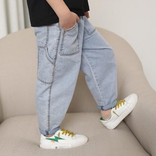 Hot Sale Boys Jeans 2-12 Years Old Cotton Washed Kids Jeans Korean Pants for Baby Boys Jeans Kids Leisure Loose Toddler Jeans