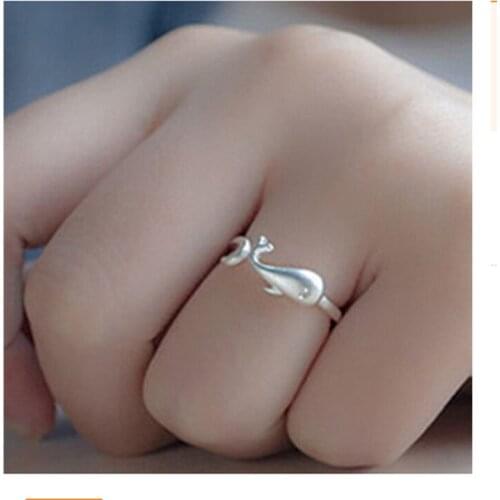 Personality Gothic Vintage Fish Rings For Women Bridal Wedding Engagement Punk Resizable Antique Rings Rock Jewelry