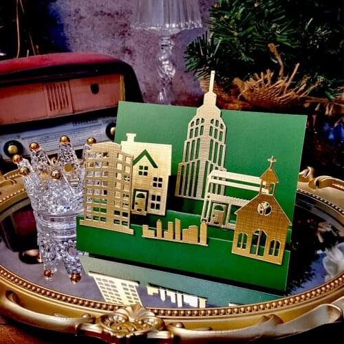 Panalisacraft Building Background Metal Cutting Dies Craft Dies Scrapbook Card Making Album Embossing Stencil Die Cut Decoration