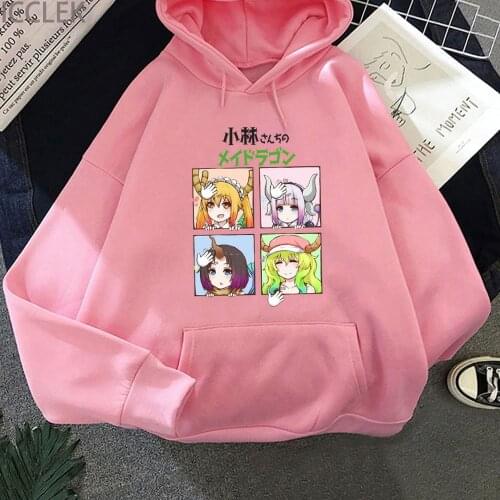 Cute Miss Kobayashis Dragon Maid Anime Hoodies Sweatshirts Women Streetwear Clothes Harajuku Casual Gothic Long Sleeves Manga
