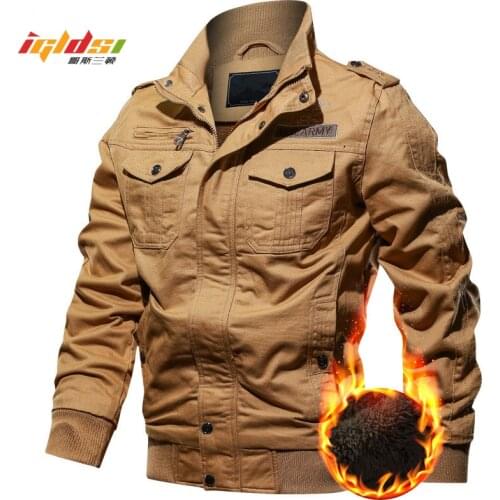 Mens Winter Thermal Military Jacket Thick Casual Jacket Fleece Pilot Jackets Air Force Cargo Coats Jaqueta Plus Size 5XL 6XL