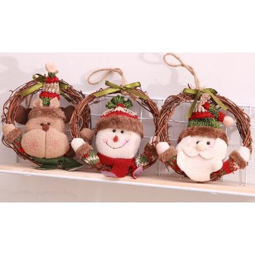 2019 New Year Christmas Decorations Garlands Rattan Wreaths Christmas Tree Ornaments Window Dressing Gift Snowman Santa Claus