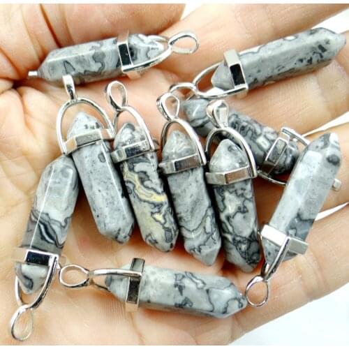 Natural stone crystal Quartz Crazy agates pillar Pendants & necklaces making Jewelry fashion mixed charm Point pendant 24pcs/lot