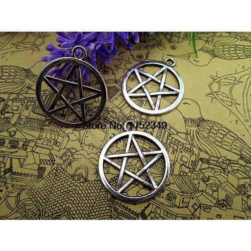 20pcs Pentagram Charms Antique Tibetan Silver Tone ,Pentagram pendants 20x25mm