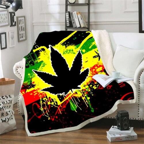 Reggae Singer Bob Marley Weed Skinny Bedspread Throw Bed Blanket Sofa Chair Rest Bed Linen Home Indoor Blanket Adult Children 03