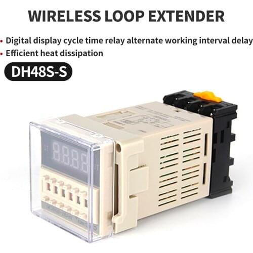 Repeat cycle AC 110V 220V DC 12V 24V DH48S-S 0.1s-990h SPDT programmable timer time switch relay with socket base DH48S Din Rail