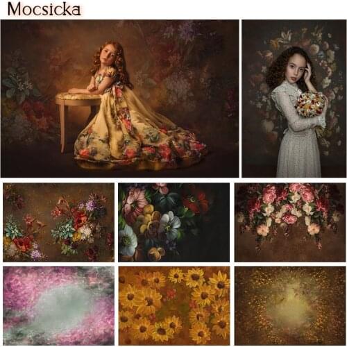 Vintage Floral Pregnant Woman Birthday Backdrops Photography Newborn Baby Kids Portrait Photo Props Studio Booth Background