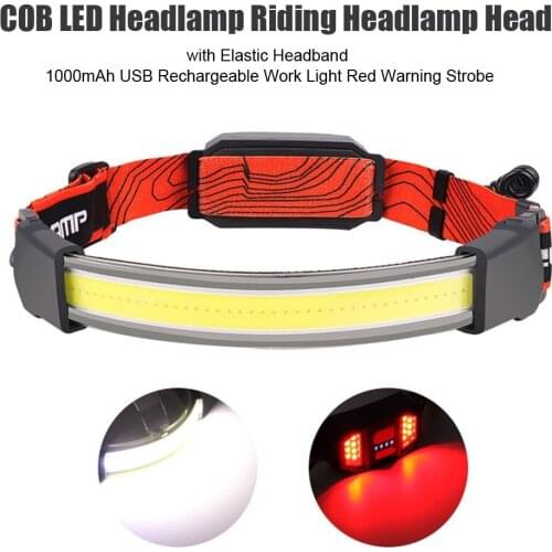 USB Rechargeable LED Headlamp Super Bright Warm White COB+ Red Light Waterproof Head-Mounted Lamp With Elastic Headband
