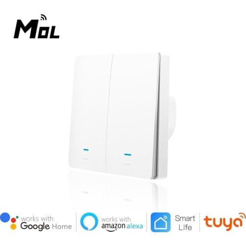 Tuya WiFi Smart Switch 86 EU Light Switch Work with Alexa Google Home 2 gang 2200W Wall Switch Voice Control Smart Life APP