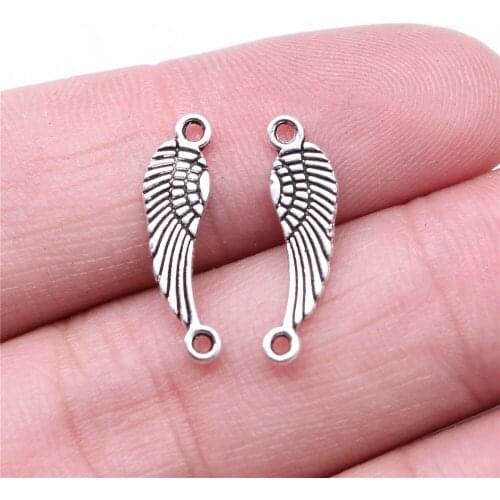 WYSIWYG 40pcs Charms 19x5mm Wing Connector Charms For Jewelry Making DIY Jewelry Findings Antique Silver Color Alloy Charms