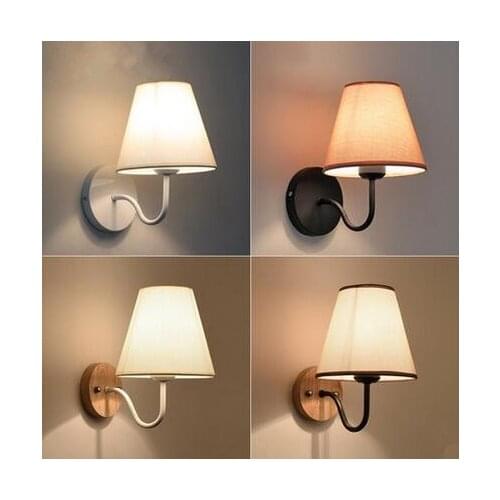 Iron Modern LED Wall Lamp Fabric Lampshade Bedside Light Concise Wall Sconces Fixtures For Home Lightings Lamparas De Pared
