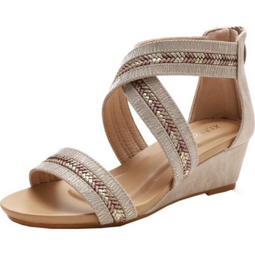 2021 Summer Shoes Women Wedge Sandals Vintage Roma Gladiator Ladies Sandals for Woman Shoes Platform Plus Size 36-42 WSH4006