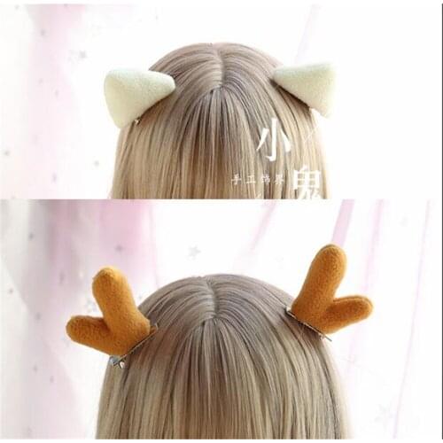 1pair LOlita cosplay Christmas Cat Deer Ears Cartoon Hairclip Hairpin Headbands M483