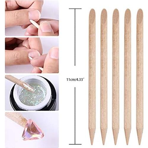 10/20pcs Women Lady Double End Nail Art Wood Stick Cuticle Pusher Remover Pedicure Professional Nails Tool