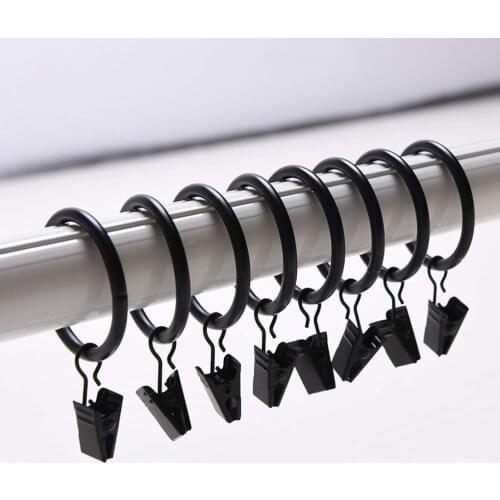 10pcs Curtain Rings with Clips Metal Decorative Rustproof Drapery Window Curtain Hanging Ring
