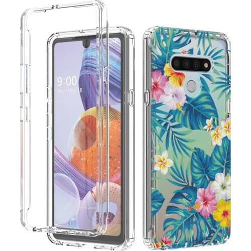 10Pcs/Lot 360 Full Body Clear Flower Phone Case For LG V60 Stylo6 7 5G K22 K92 K52 Velvet K51 PC + TPU Bumper Flexible Cover